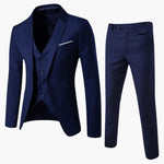 Nico - Men's Classic Three-Piece Tailored Suit - Dark Blue