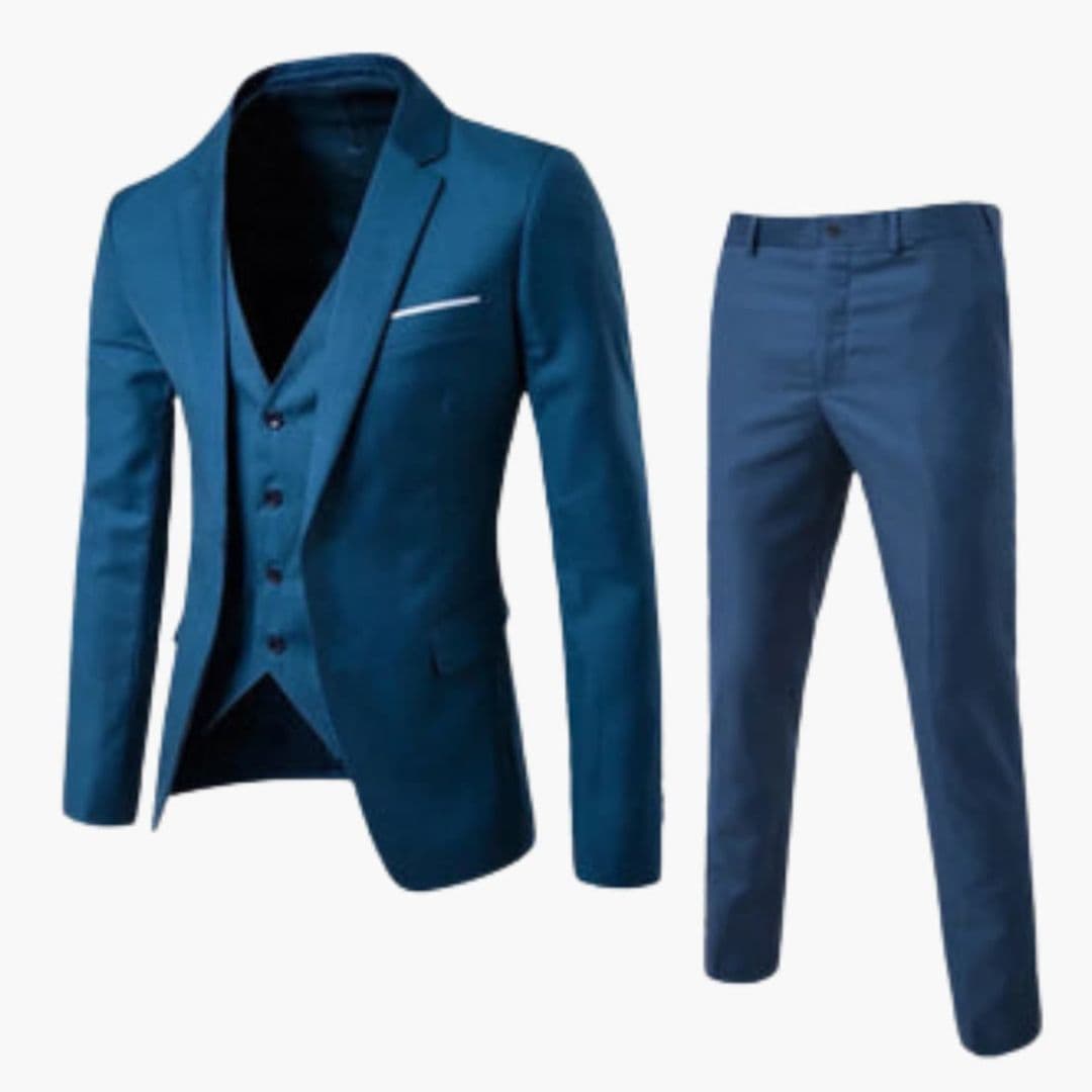 Nico - Men's Classic Three-Piece Tailored Suit - Blue