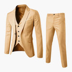 Nico - Men's Classic Three-Piece Tailored Suit - Khaki