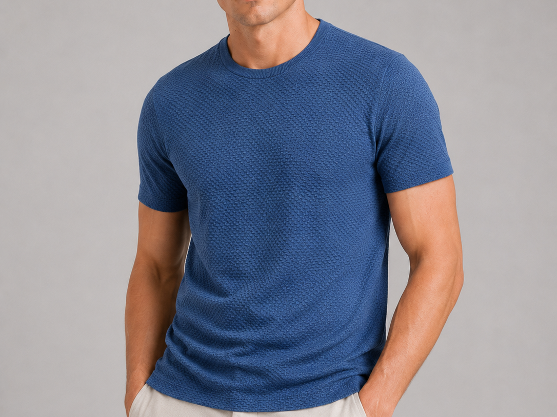 Nolan - Men's Breathable Mesh Crew Neck T-Shirt - Blue