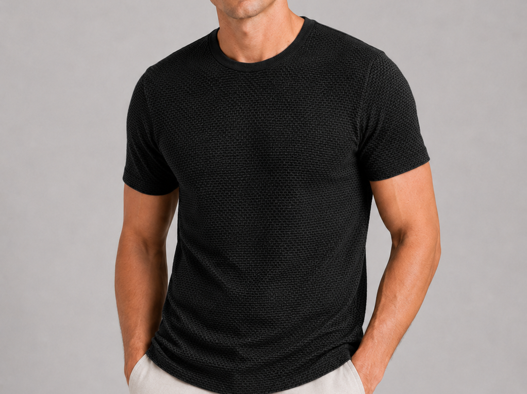 Nolan - Men's Breathable Mesh Crew Neck T-Shirt - Black