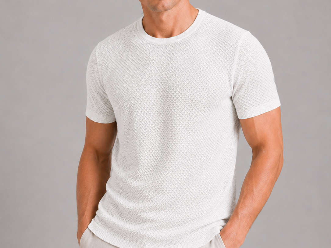Nolan - Men's Breathable Mesh Crew Neck T-Shirt - White