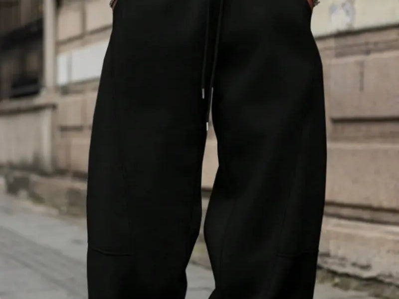 Oberon - Men's Loose Fit Drawstring Jogger Trousers - Black