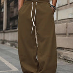 Oberon - Men's Loose Fit Drawstring Jogger Trousers - Coffee