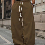 Oberon - Men's Loose Fit Drawstring Jogger Trousers - Coffee