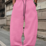 Oberon - Men's Loose Fit Drawstring Jogger Trousers - Pink
