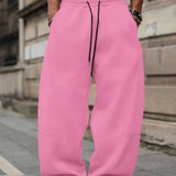 Oberon - Men's Loose Fit Drawstring Jogger Trousers - Pink