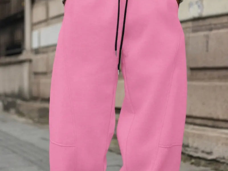 Oberon - Men's Loose Fit Drawstring Jogger Trousers - Pink