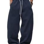 Oberon - Men's Loose Fit Drawstring Jogger Trousers - Navy Blue