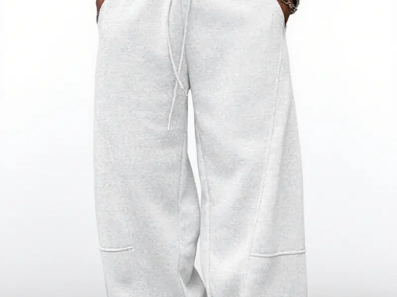 Oberon - Men's Loose Fit Drawstring Jogger Trousers - Cloud White
