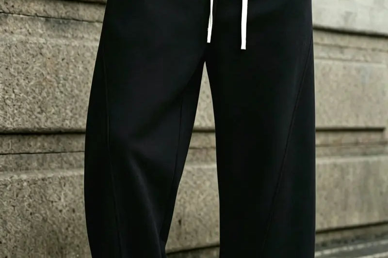 Oberon - Men's Loose Fit Drawstring Jogger Trousers - Black/White