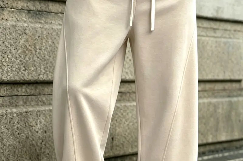 Oberon - Men's Loose Fit Drawstring Jogger Trousers - Apricot