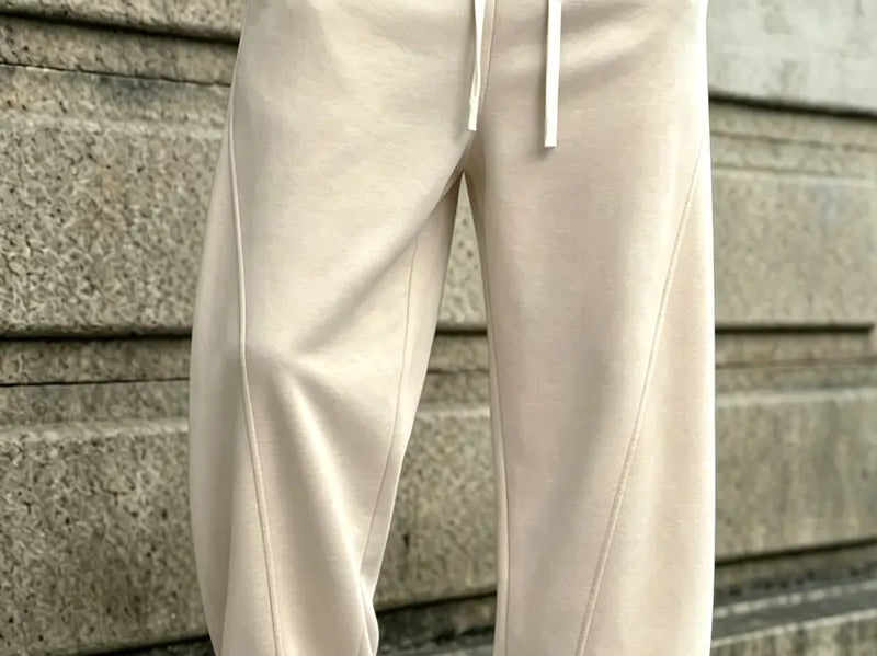 Oberon - Men's Loose Fit Drawstring Jogger Trousers - Apricot