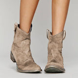 Oda - Women's Suede Block Heel Cowboy Ankle Boots