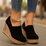 Odalys - Women's Cushioned Slip-On Wedge Loafers - Deep Black