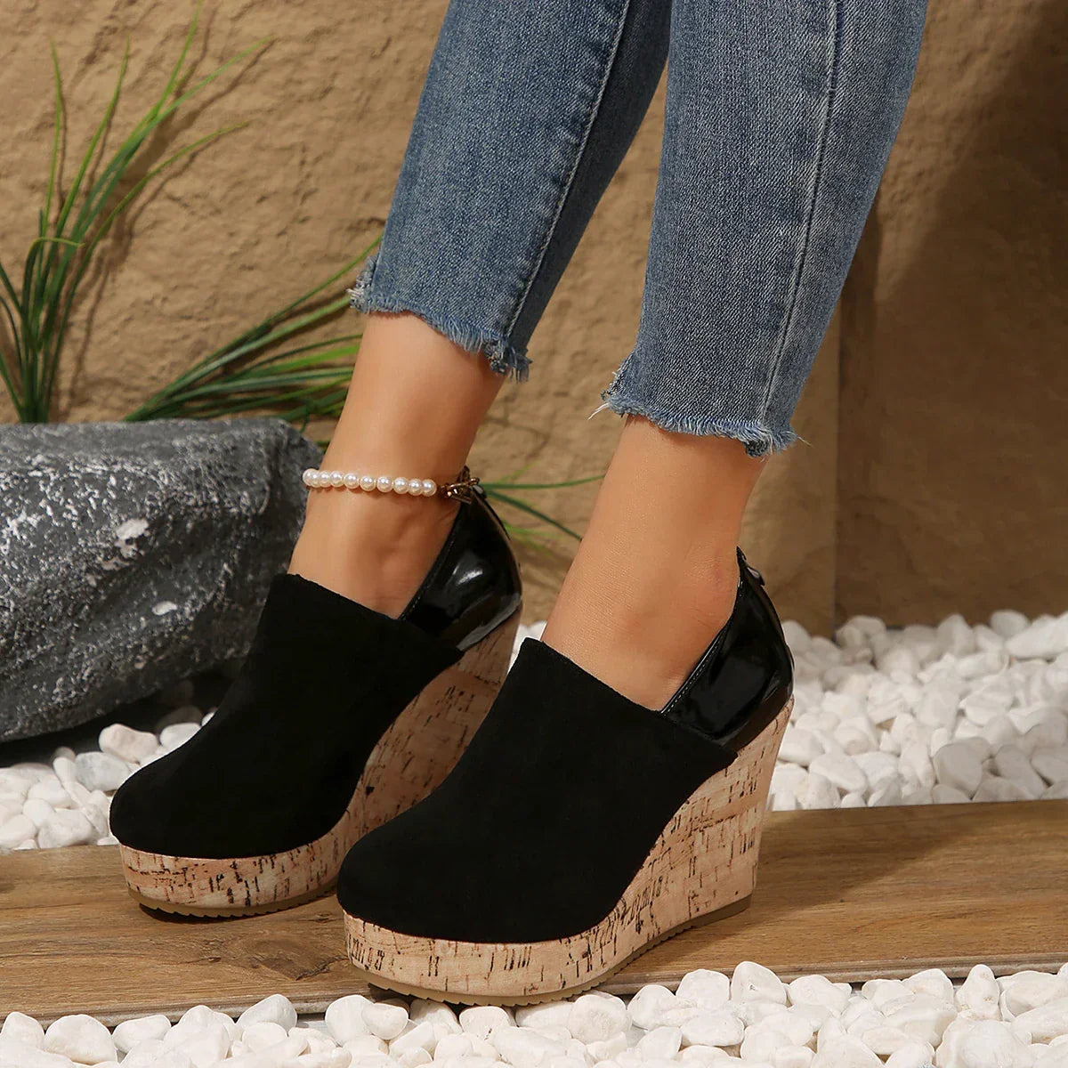 Odalys - Women's Cushioned Slip-On Wedge Loafers