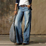 Odile - Women's High-Waist Wide-Leg Jeans - Acid Wash Blue