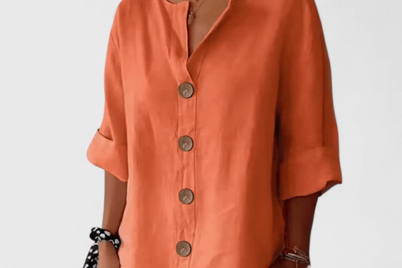 Women's Relaxed V-Neck Blouse | Easy Button-Front Summer Top