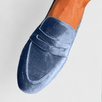 Oriane - Women's Blue Suede Penny Loafers