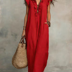 Red boho maxi dress