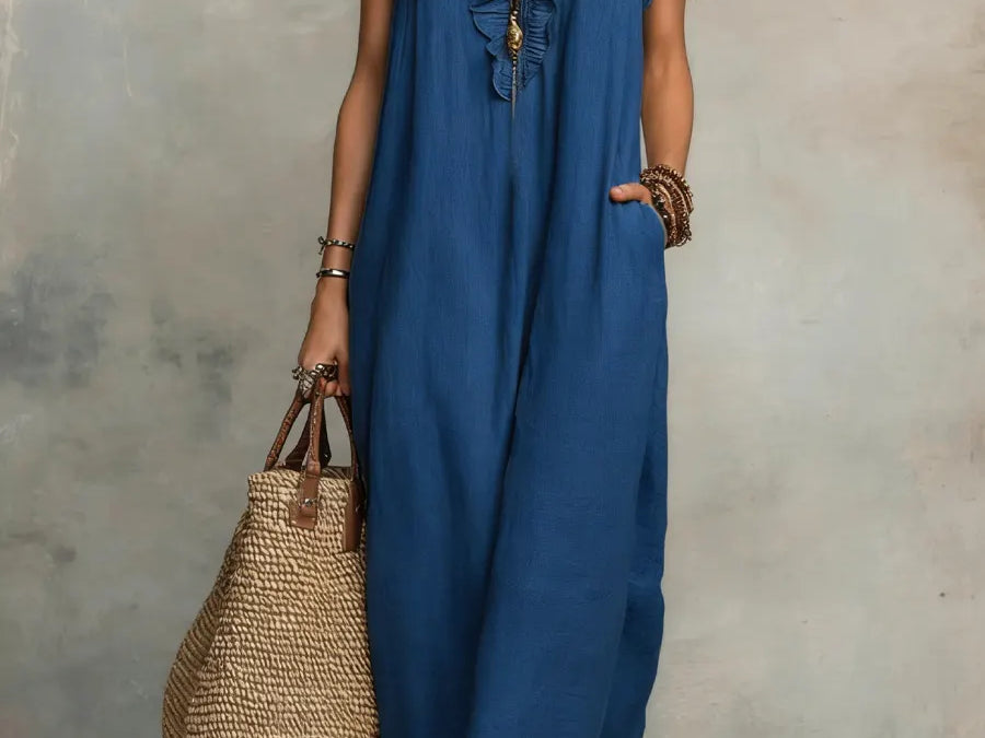Blue boho maxi dress