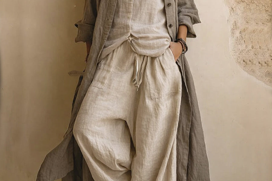 Estrella - Women's Longline Cardigan, Top and Pants Set