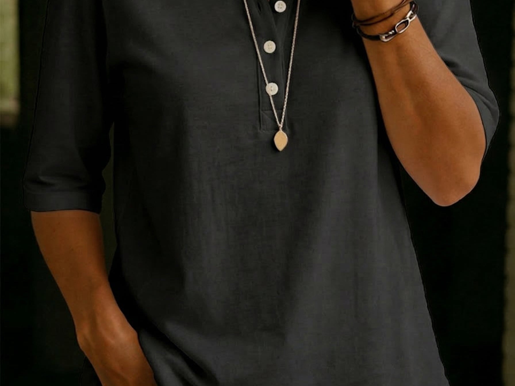 Black henley top