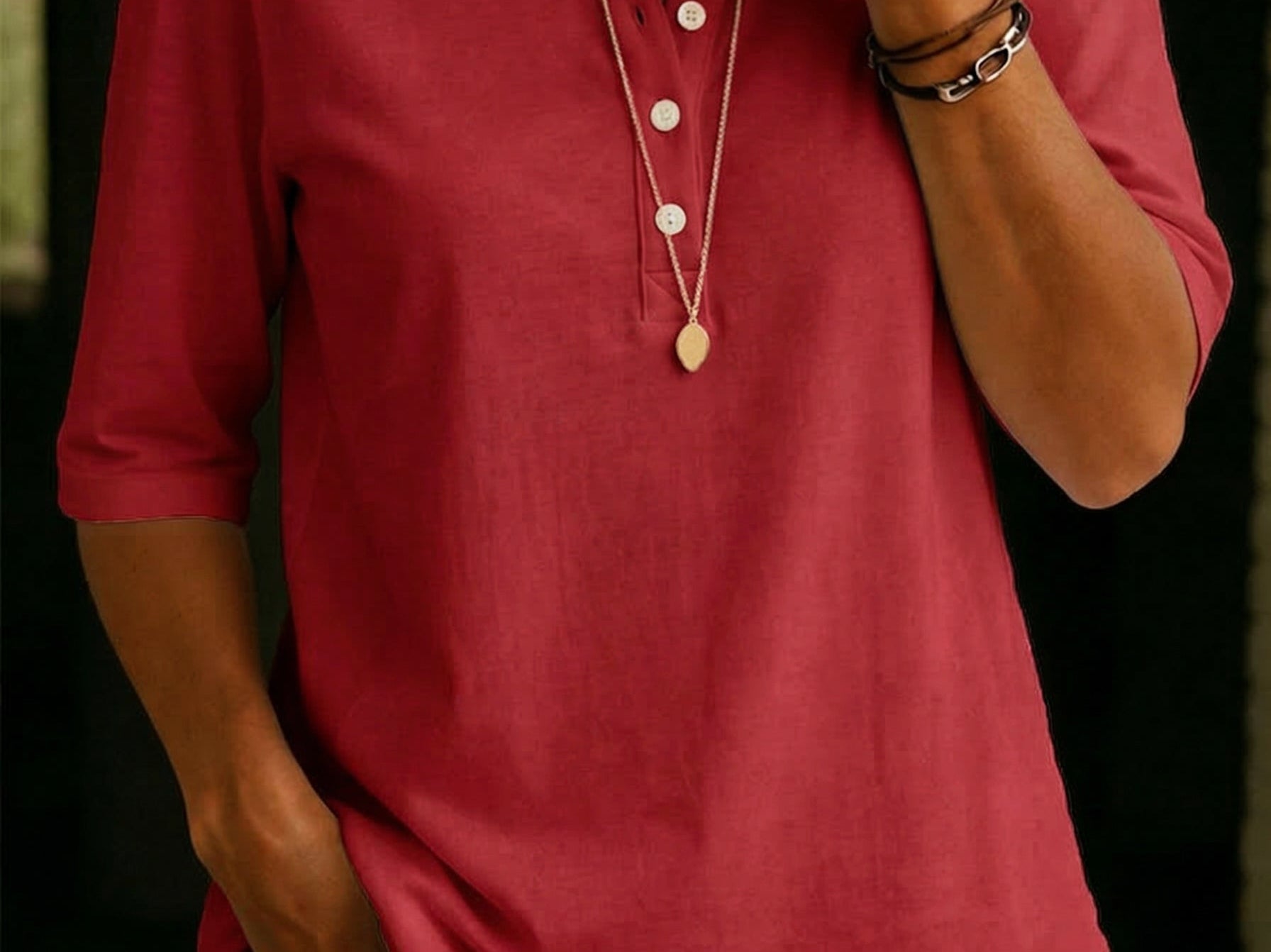 Red henley top