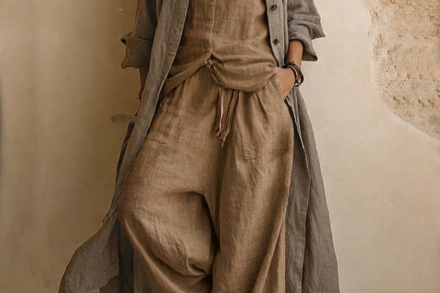 Estrella - Women's Longline Cardigan, Top and Pants Set