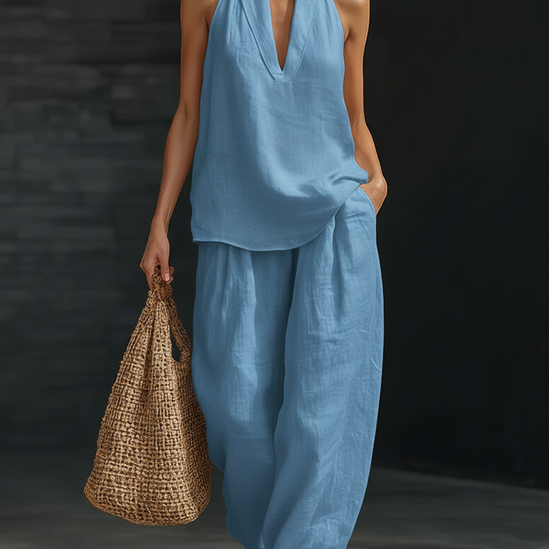 Women's Halter Neck Two-Piece Set | Casual Matching Summer Co-ord
