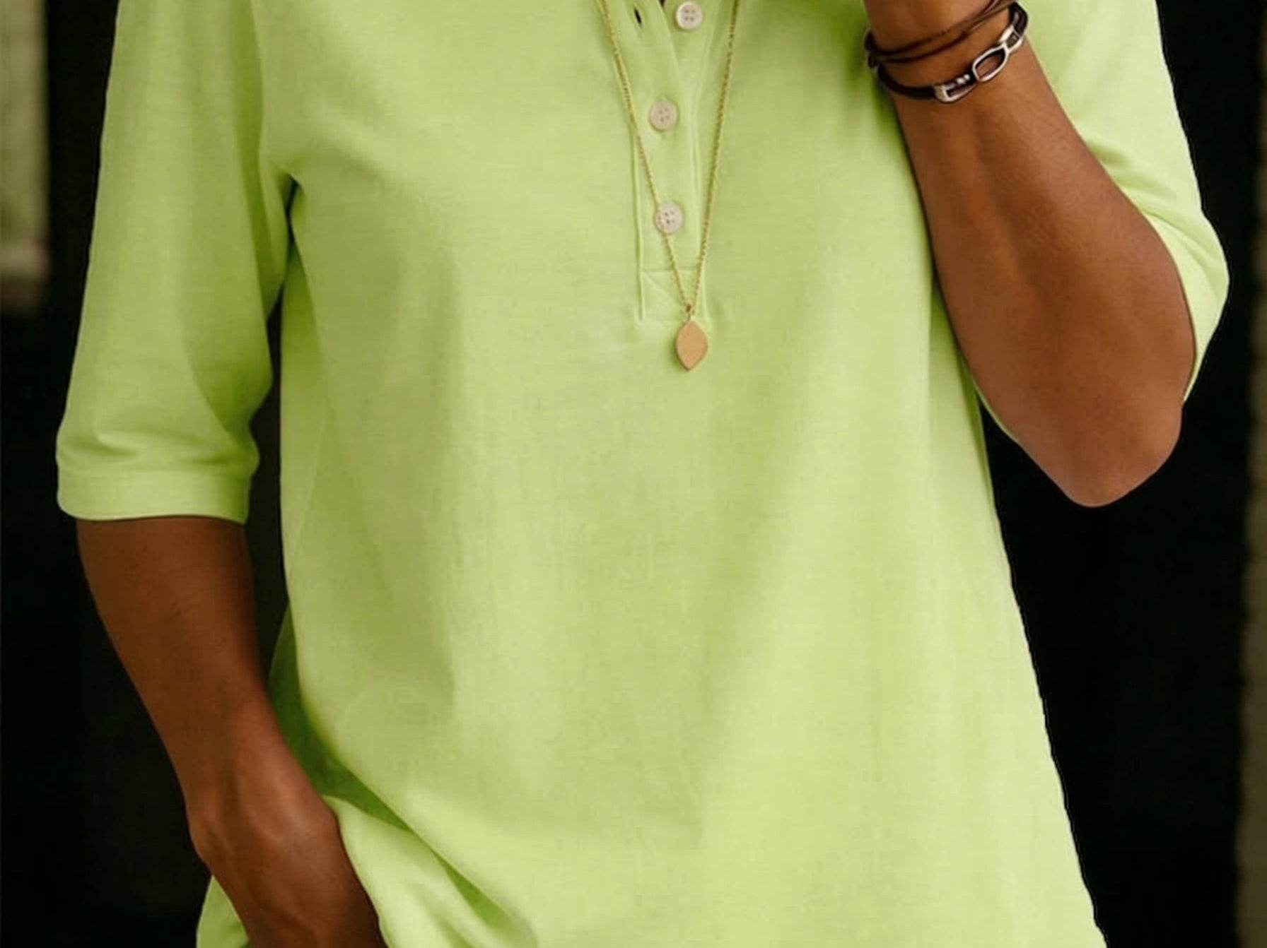 Green henley top