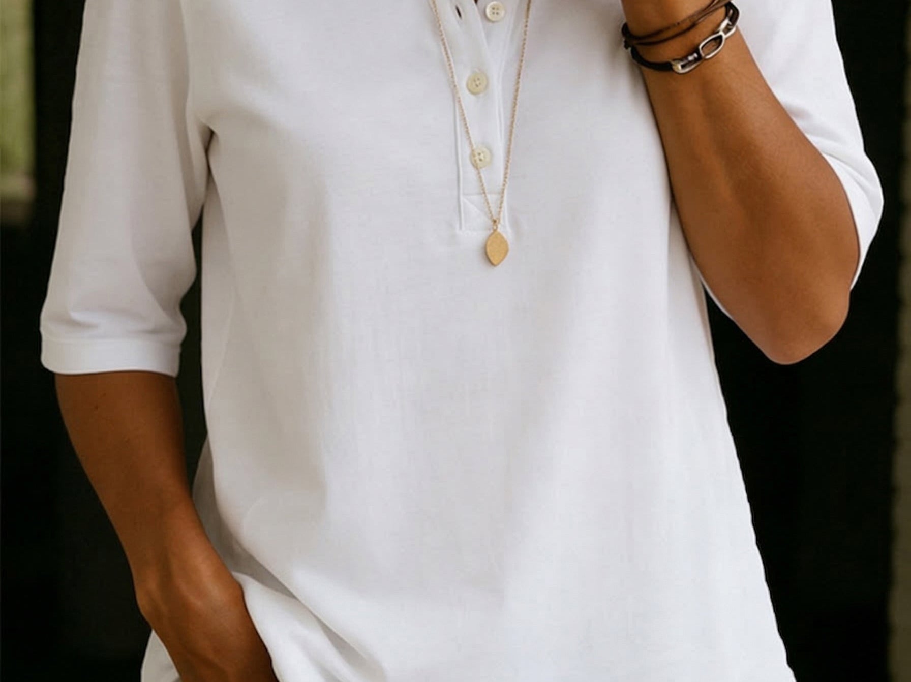 White henley top
