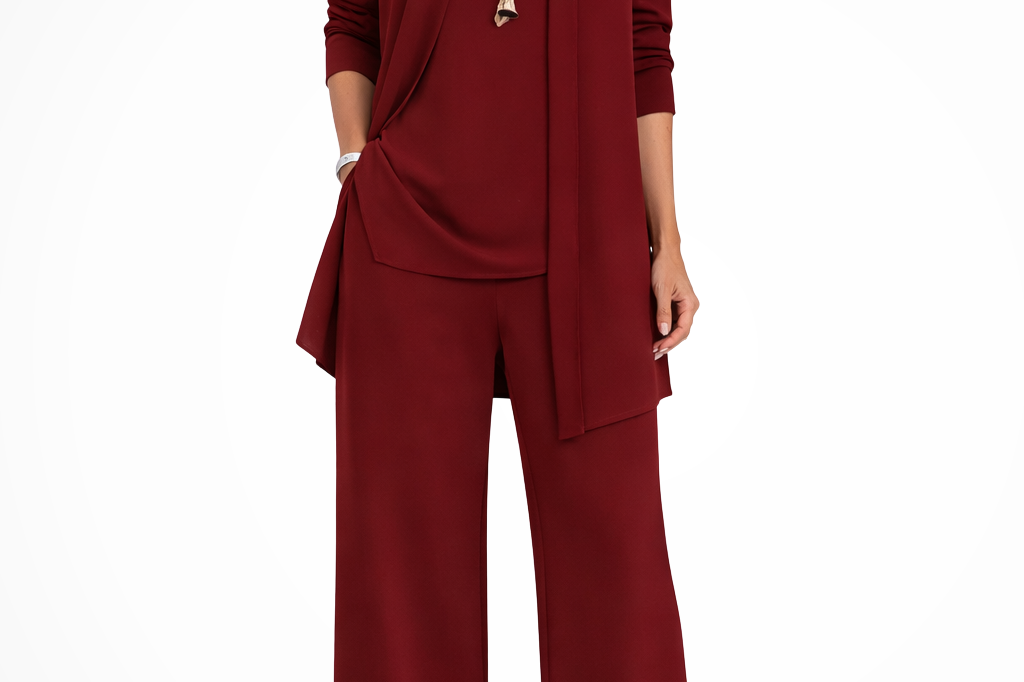 Orlaith - Women's Formal Three-Piece Set - Wine Red