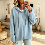 Orna - Women's Chunky Knit Full-Zip Hooded Cardigan