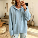 Orna - Women's Chunky Knit Full-Zip Hooded Cardigan