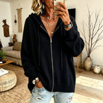 Orna - Women's Chunky Knit Full-Zip Hooded Cardigan