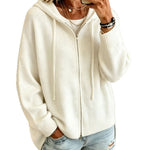 Orna - Women's Chunky Knit Full-Zip Hooded Cardigan