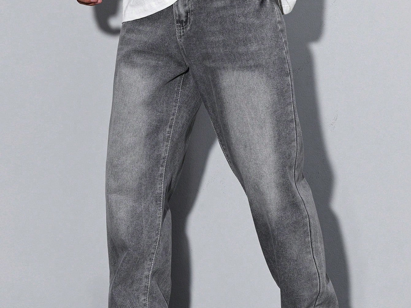Orson - Men's Straight Fit Cotton-Blend Jeans - Washed Grey