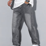Orson - Men's Straight Fit Cotton-Blend Jeans - Washed Grey