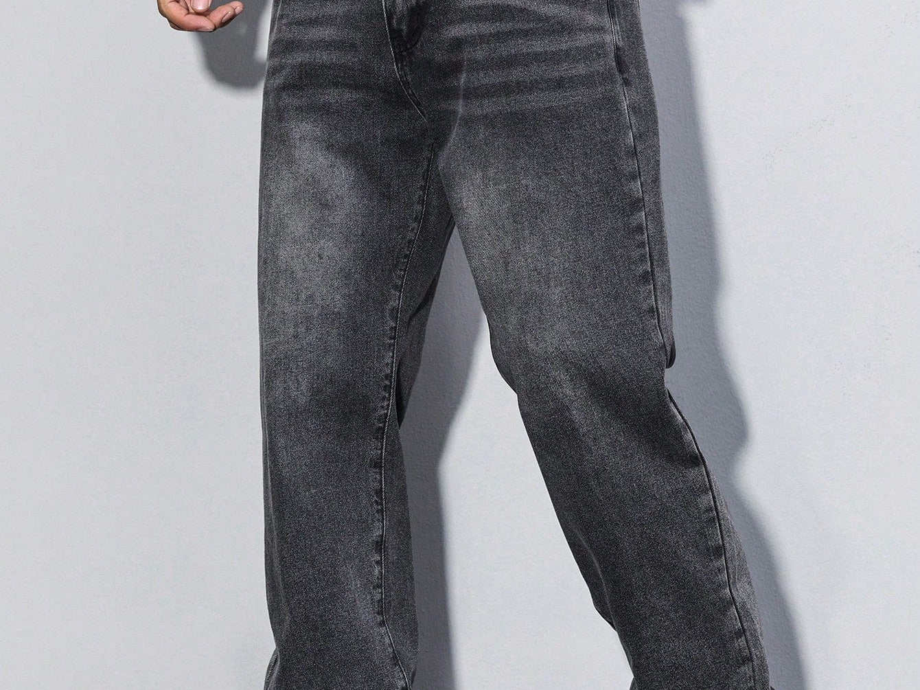 Orson - Men's Straight Fit Cotton-Blend Jeans - Charcoal Black