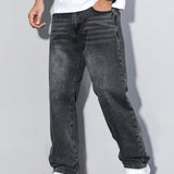 Orson - Men's Straight Fit Cotton-Blend Jeans - Charcoal Black