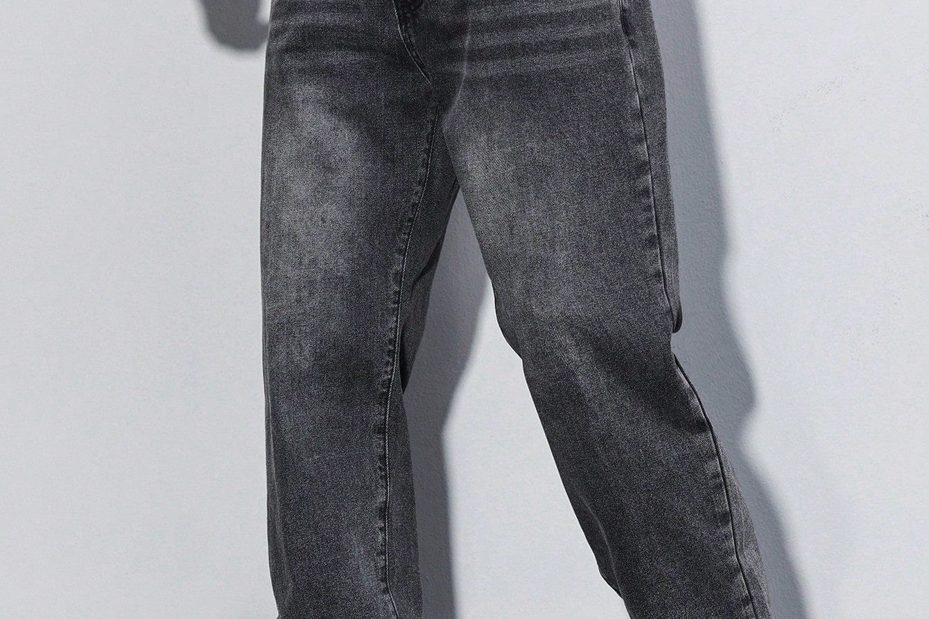 Orson - Men's Straight Fit Cotton-Blend Jeans - Charcoal Black