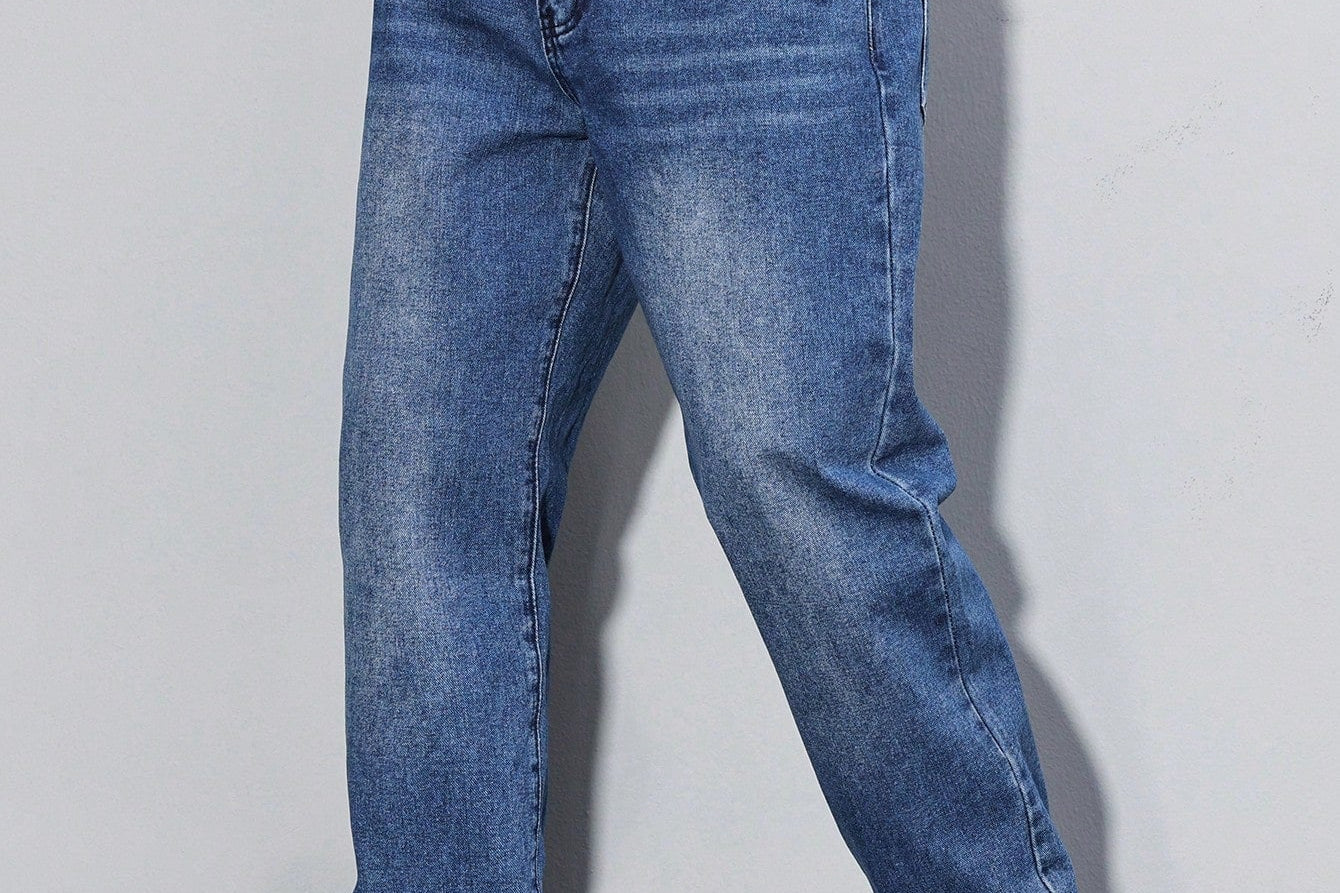Orson - Men's Straight Fit Cotton-Blend Jeans - Medium Blue