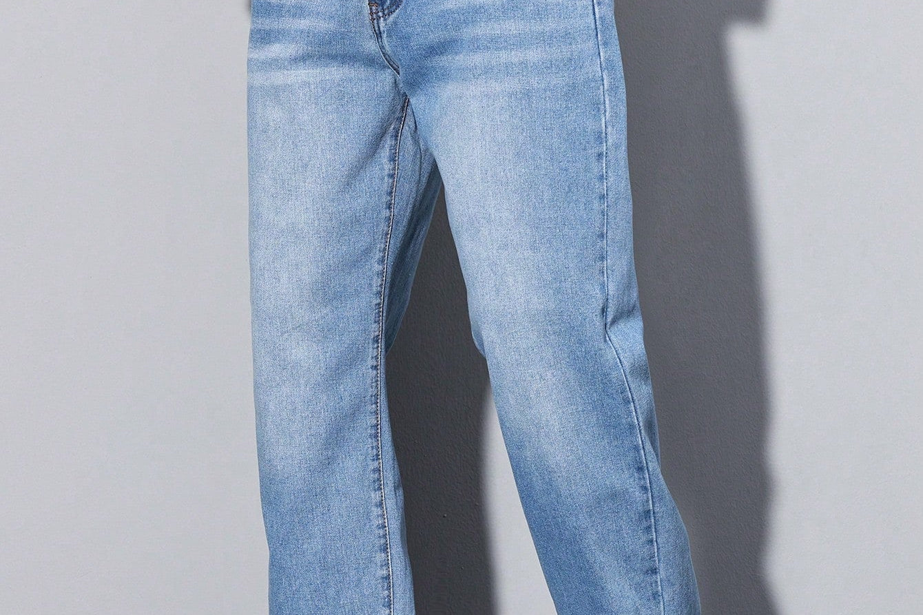 Orson - Men's Straight Fit Cotton-Blend Jeans - Light Blue