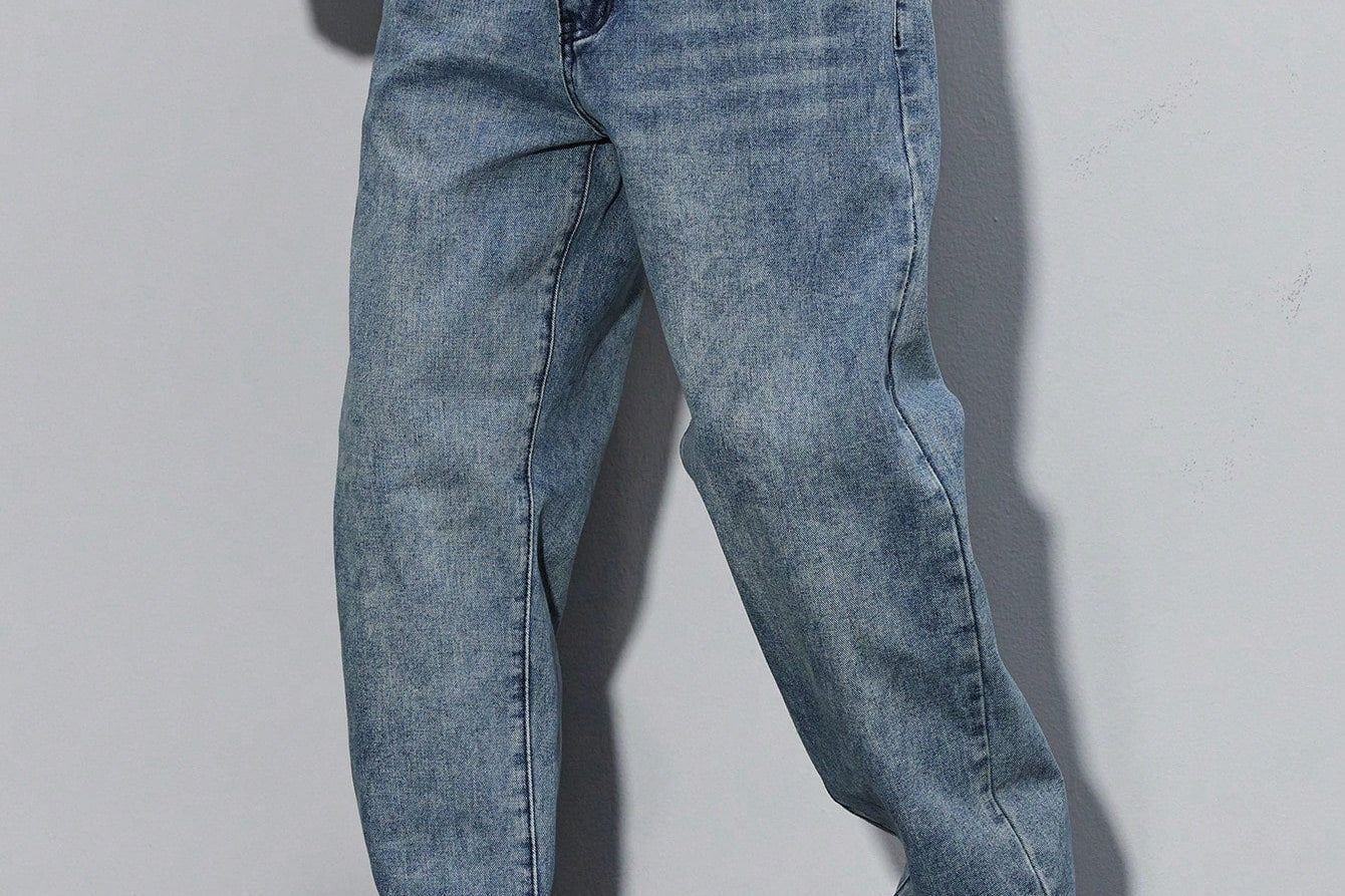 Orson - Men's Straight Fit Cotton-Blend Jeans - Blue Grey