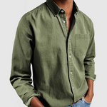 Pascal - Men's Mid-Weight Denim Button-Down Shirt - Green
