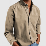 Pascal - Men's Mid-Weight Denim Button-Down Shirt - Beige