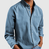 Pascal - Men's Mid-Weight Denim Button-Down Shirt - Light Blue