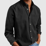 Pascal - Men's Mid-Weight Denim Button-Down Shirt - Black