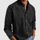 Pascal - Men's Mid-Weight Denim Button-Down Shirt - Black